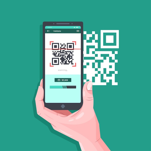 Free vector smartphone scanning qr code