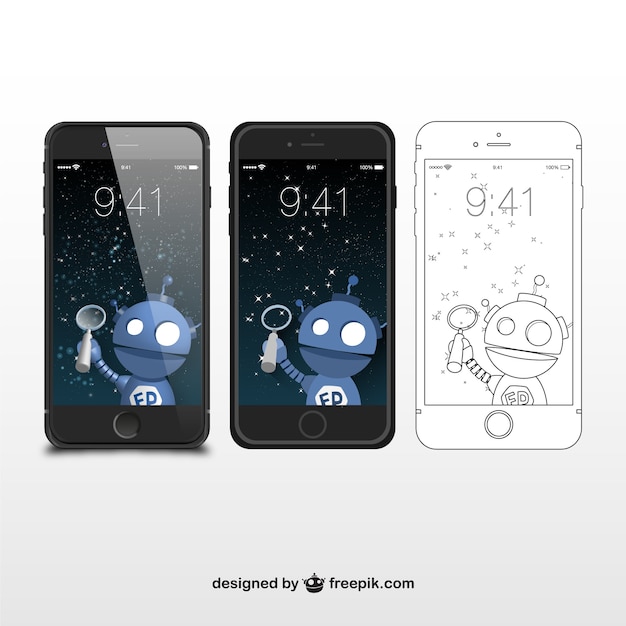 Free vector smartphone sketch and illustrations