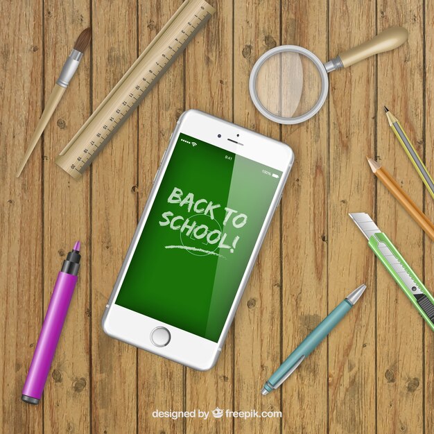 Free vector smartphone with back to school on screen