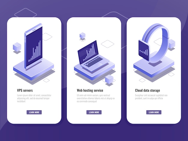 Smartphone with data graph icon isometric, data statistic service and application