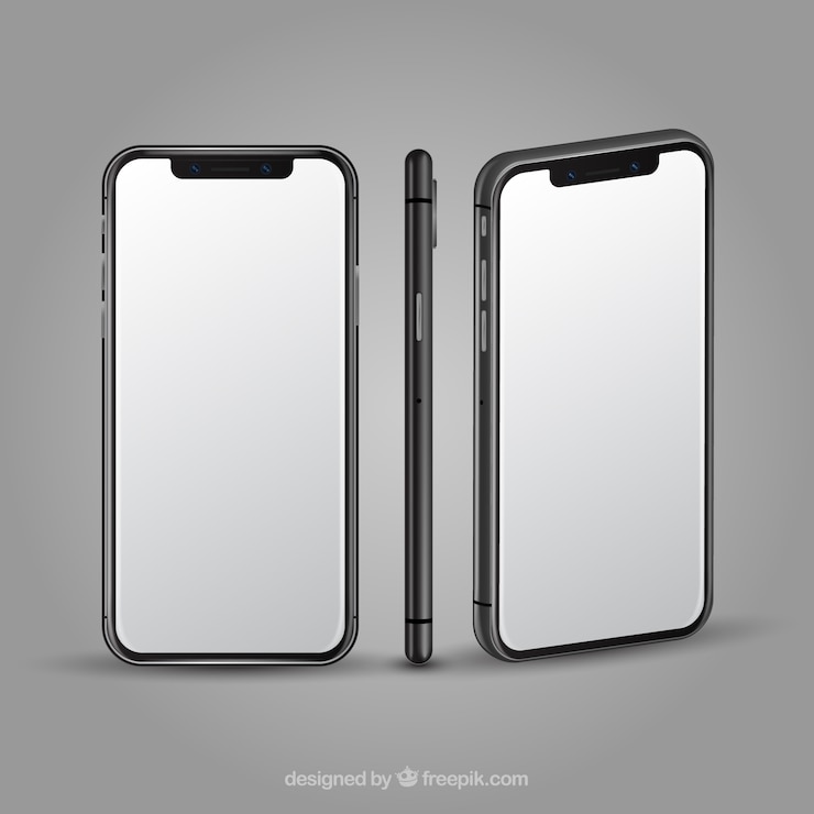 免費 Vector 智慧型手機以現實風格的不同視角