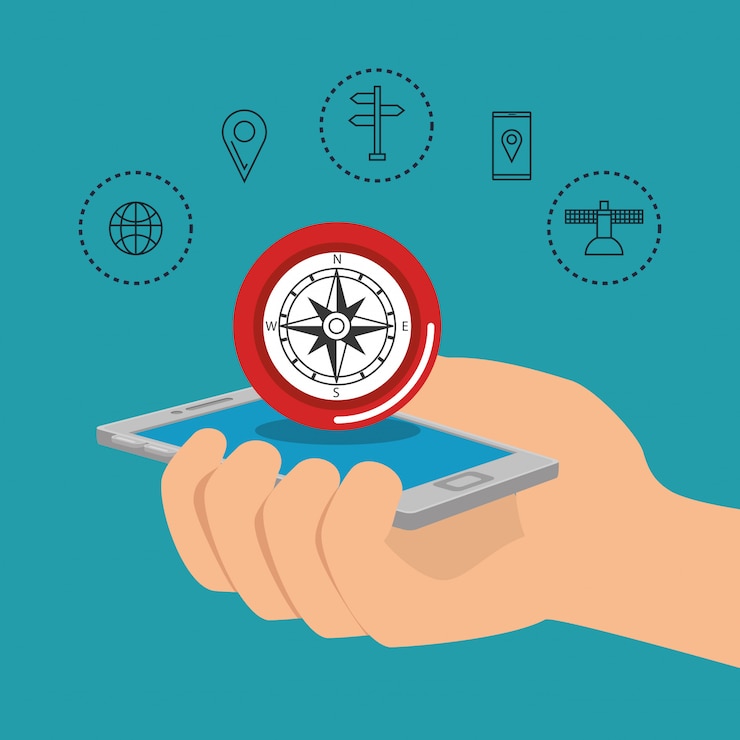 Free Vector smartphone with gps navigation app
