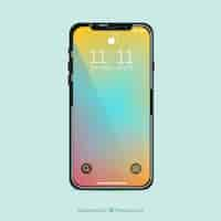 Free vector smartphone with gradient wallpaper