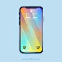 Free vector smartphone with gradient wallpaper