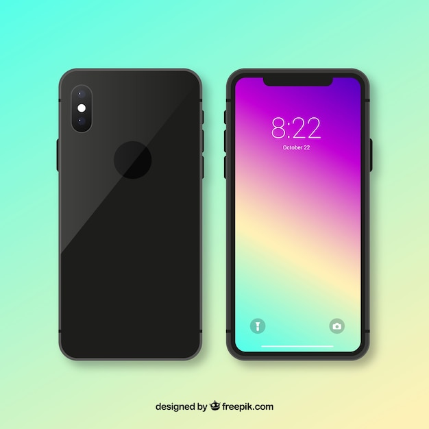 無料ベクター smartphone with gradient wallpaper