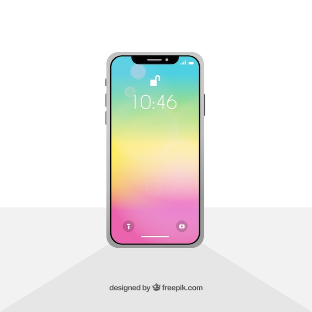 Free vector smartphone with gradient wallpaper