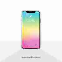 Free vector smartphone with gradient wallpaper