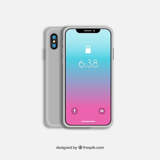 Free vector smartphone with gradient wallpaper