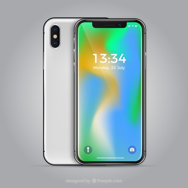 smartphone with gradient wallpaper