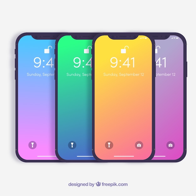 無料ベクター smartphone with gradient wallpaper