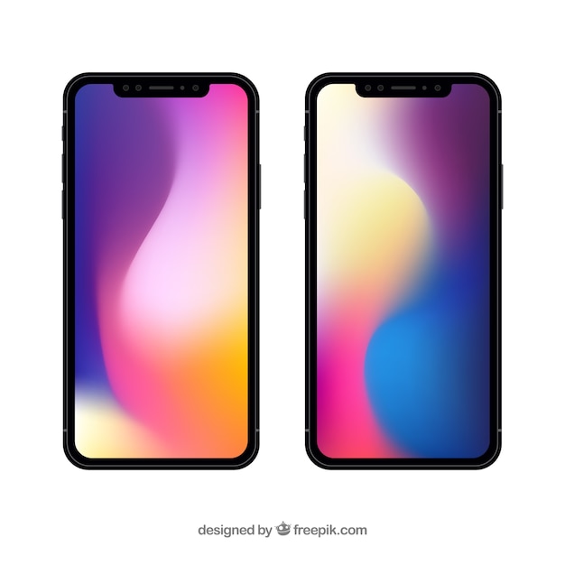無料ベクター smartphone with gradient wallpaper