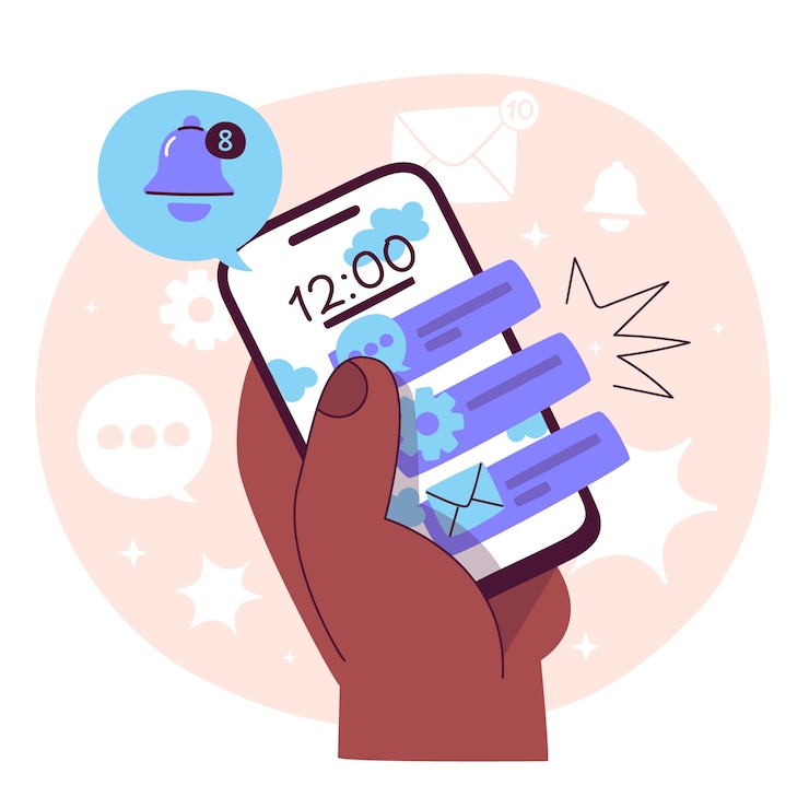 Free Vector smartphone with notifications and message bubbles concept illustration