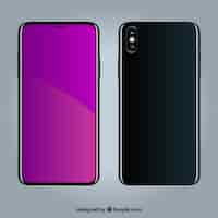 Free vector smartphone with purple display