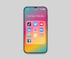 Free vector smartphone with social media fold icons