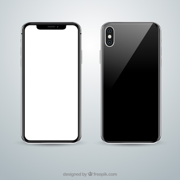 현실적인 스타일의 흰색 화면이있는 iPhone x