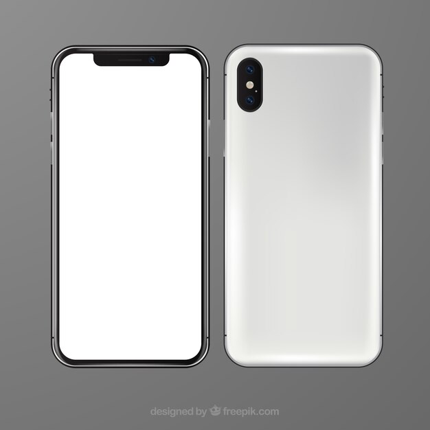 smartphone with white screen in realistic style