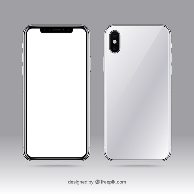 무료 벡터 흰색 화면이있는 iphone x