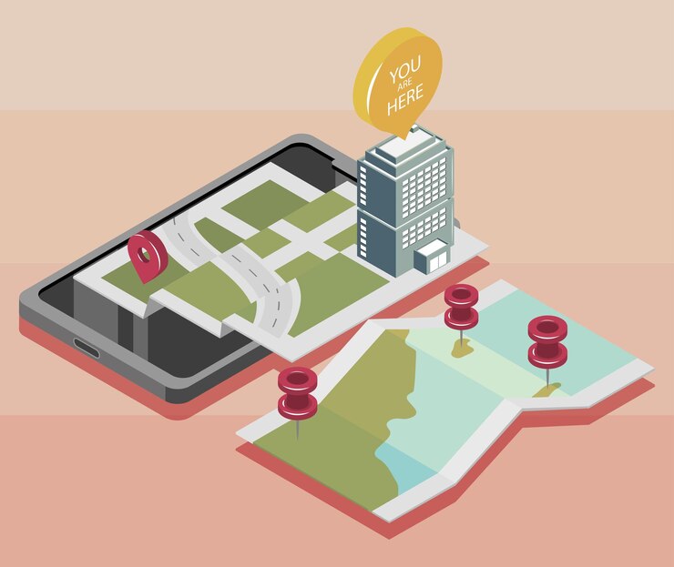 Free Vector smartphone you are here map app