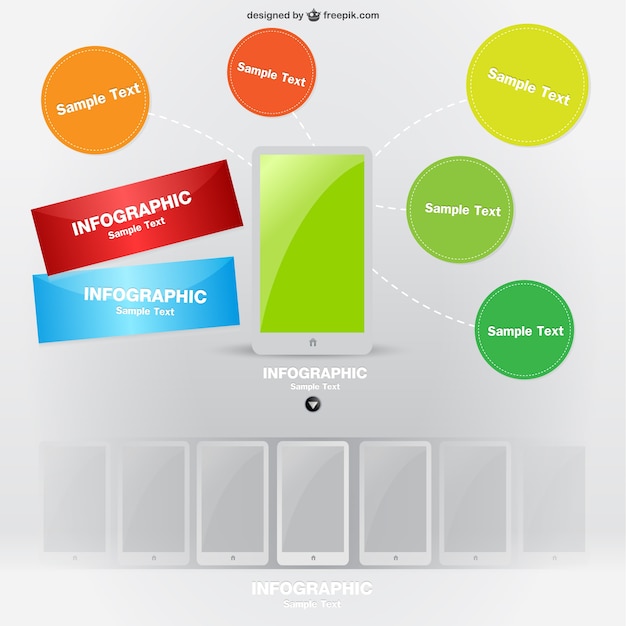 Smartphones and colorful labels