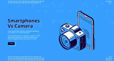 Free vector smartphones vs camera competition banner
