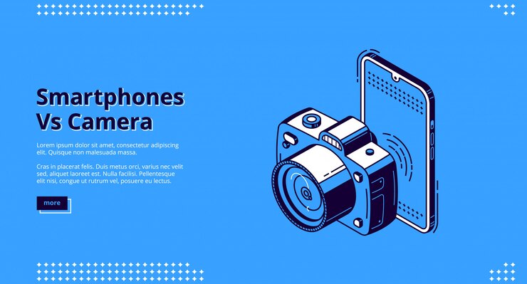 Free Vector smartphones vs camera competition banner