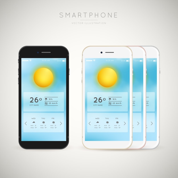 Free vector smartphones with weather application