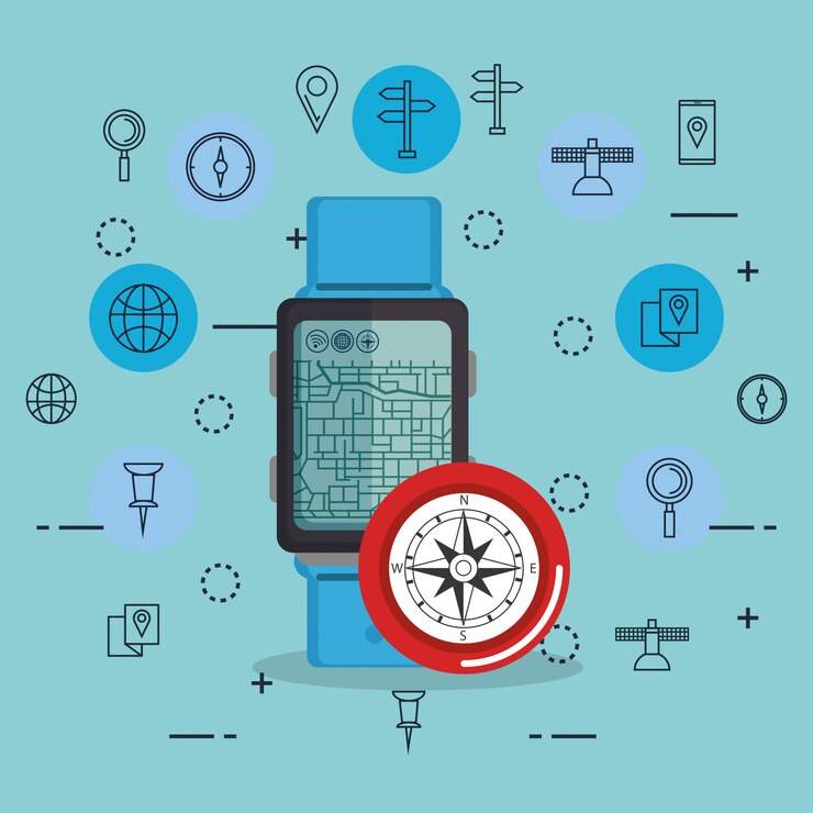 Free Vector smartwatch with gps navigation app