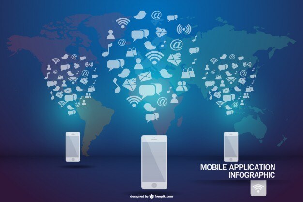 Free Vector smatphones and applications infographics