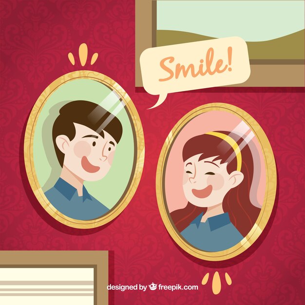 Smile background with two portraits