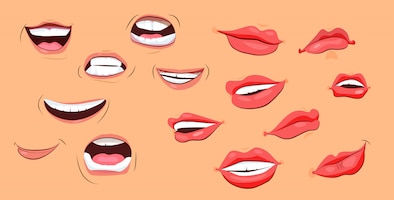 Smiles and lips icons set