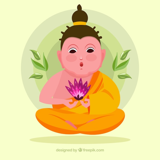 Smiley budha with flat design