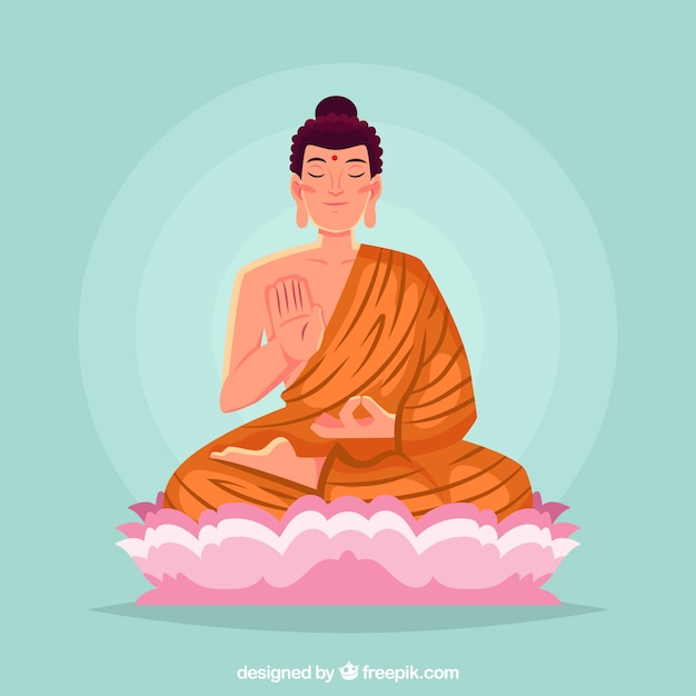 평면 디자인의 웃는 budha