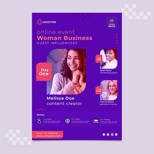 Smiley Businesswoman Poster Template – Free Vector Download