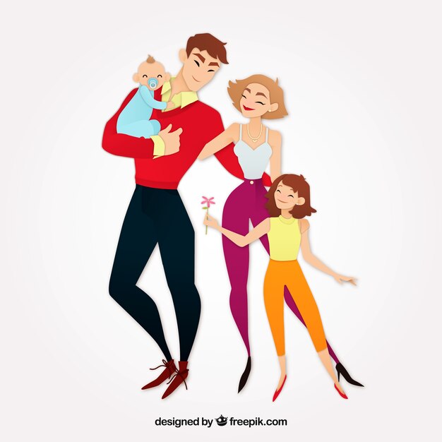 Smiley family with flat design