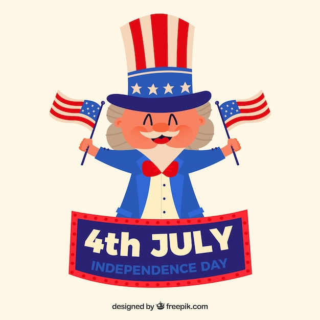 Free vector smiley man celebrating american independence day