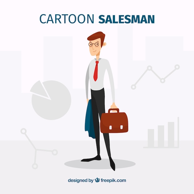 Free vector smiley salesman with flat design