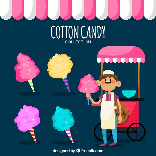 Smiley seller with colorful cotton candy