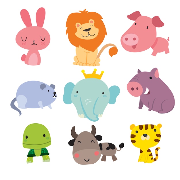 Free vector smiling animals collection