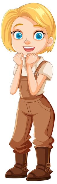 Free vector smiling blonde woman farmer in overalls