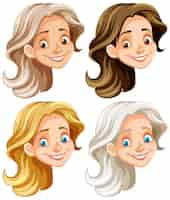 Free vector smiling cartoon illustration of an old woman