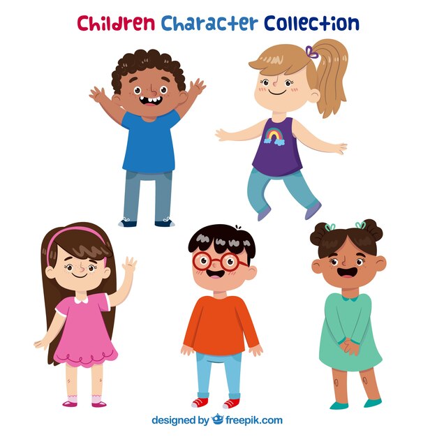 Smiling children character set