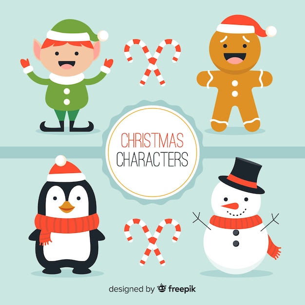 Free vector smiling christmas characters collection