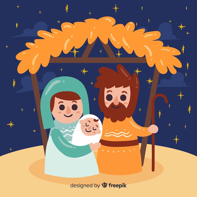 Free vector smiling family nativity background