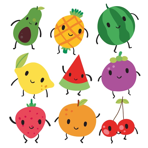 Free vector smiling fruits collection