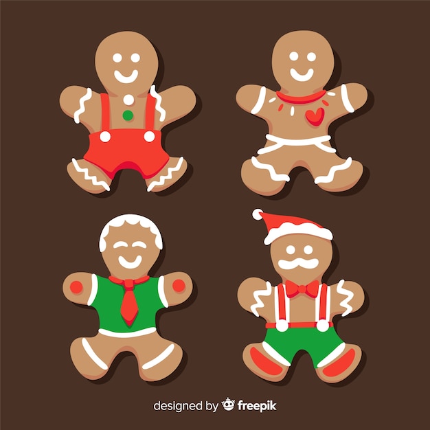 Free vector smiling gingerbread man collection