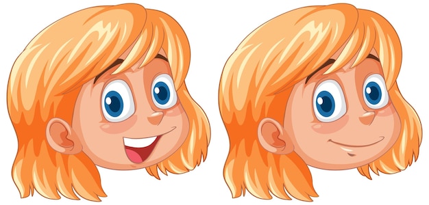 Free vector smiling girl cartoon faces