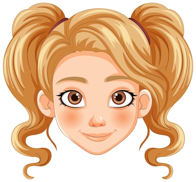 Free vector smiling girl with blonde pigtails illustration