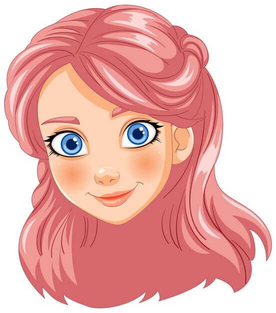 ピンクのの笑顔の女の子のイラスト