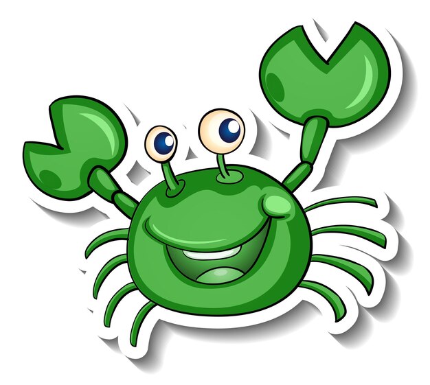 Free vector smiling green crab cartoon sticker