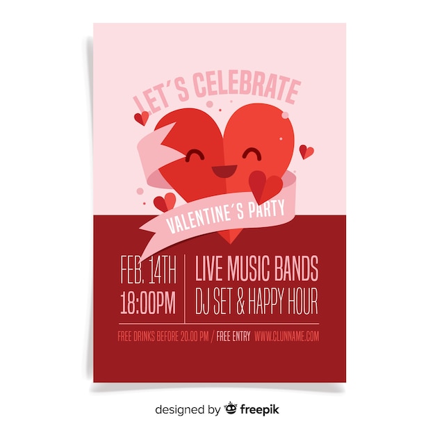 Free vector smiling heart valentine party poster